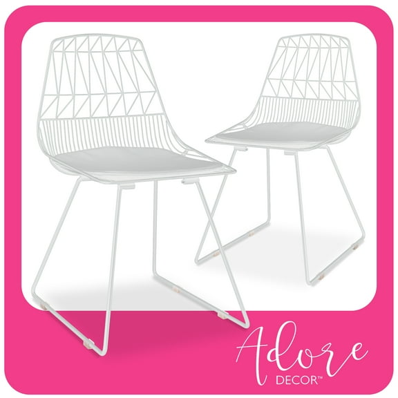 Adore Decor Vivi Metal Dining Side Chair in French White (Set of 2)