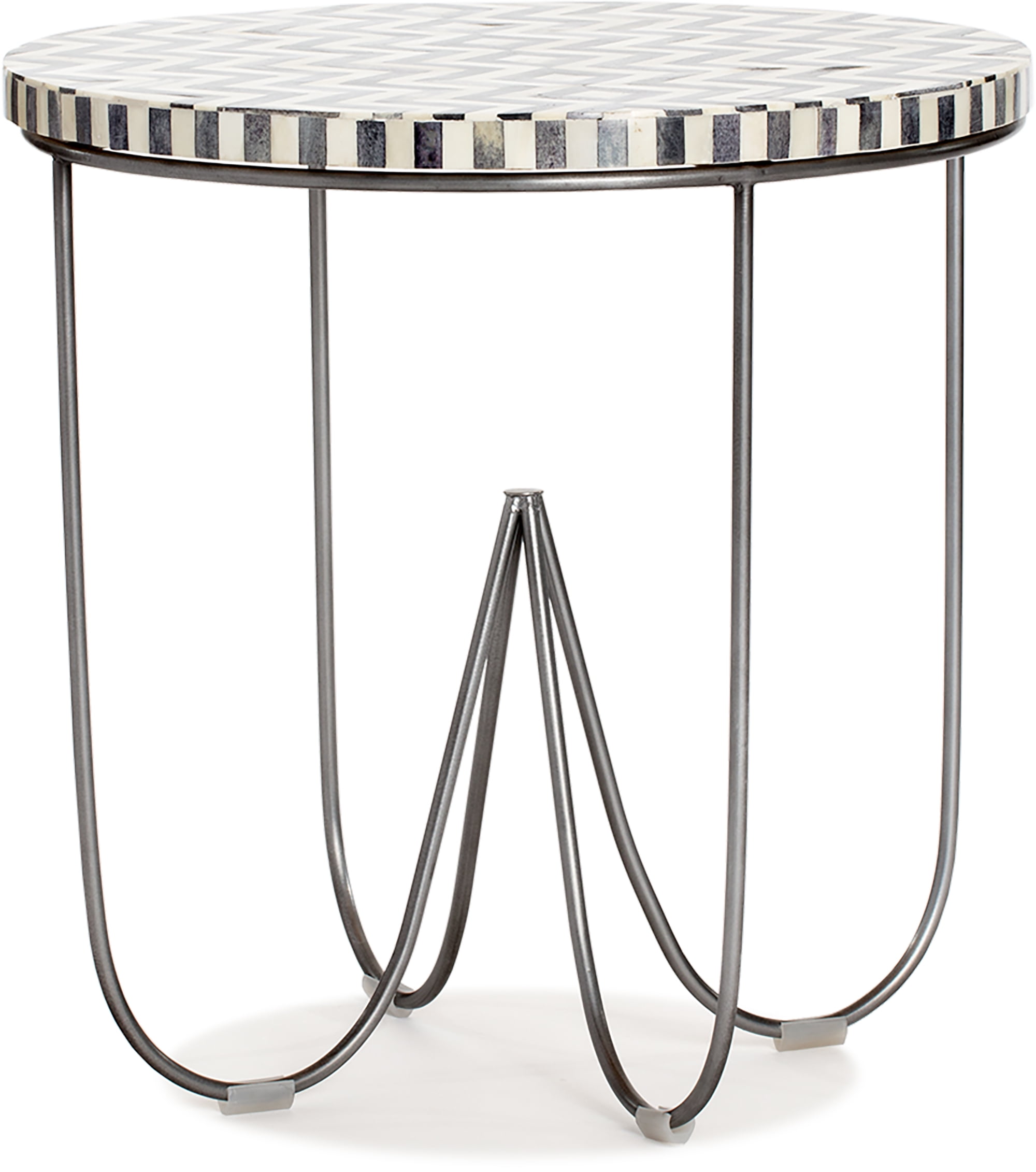 Zahra Round Black and White Bone Inlay Side Table