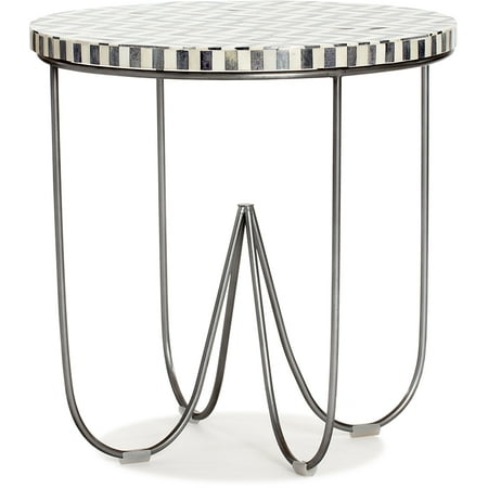 Adore Decor - Zahra Round Modern Bone Side Table - Black/White