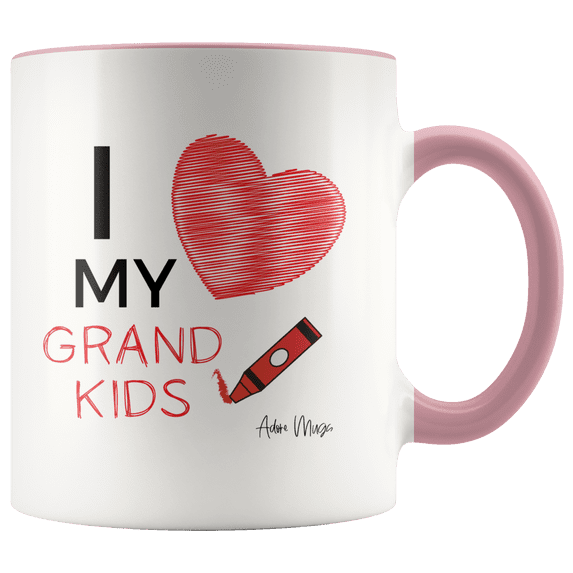 Adore Mugs I Love My Grandkids Coffee Mug, Pink - 11oz