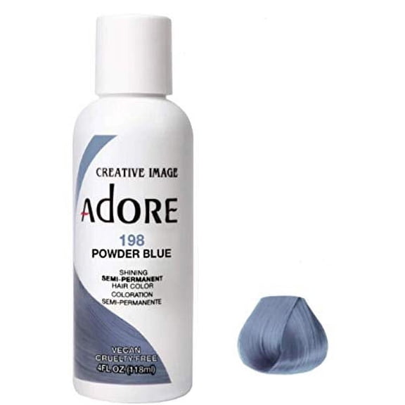 Adore Semi-Permanent Hair Color #198 Powder Blue, 4 oz, 3 Pack