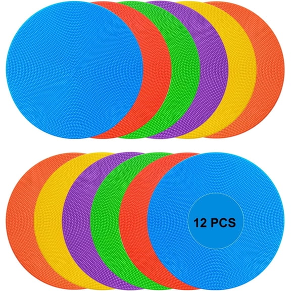 Adoreal 12 Pcs Agility Poly Spot Markers for Football 9Inch Rubber Non-Slip Spot Marker Multiple Color for Games, Dance, and Sport Activities