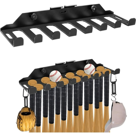 Adoreal Baseball Bat Holder, Dugout Fence & Wall Mounted Baseball/Softball Bat Rack, Heavy Duty Steel Storage Rack Holds 14 Bats