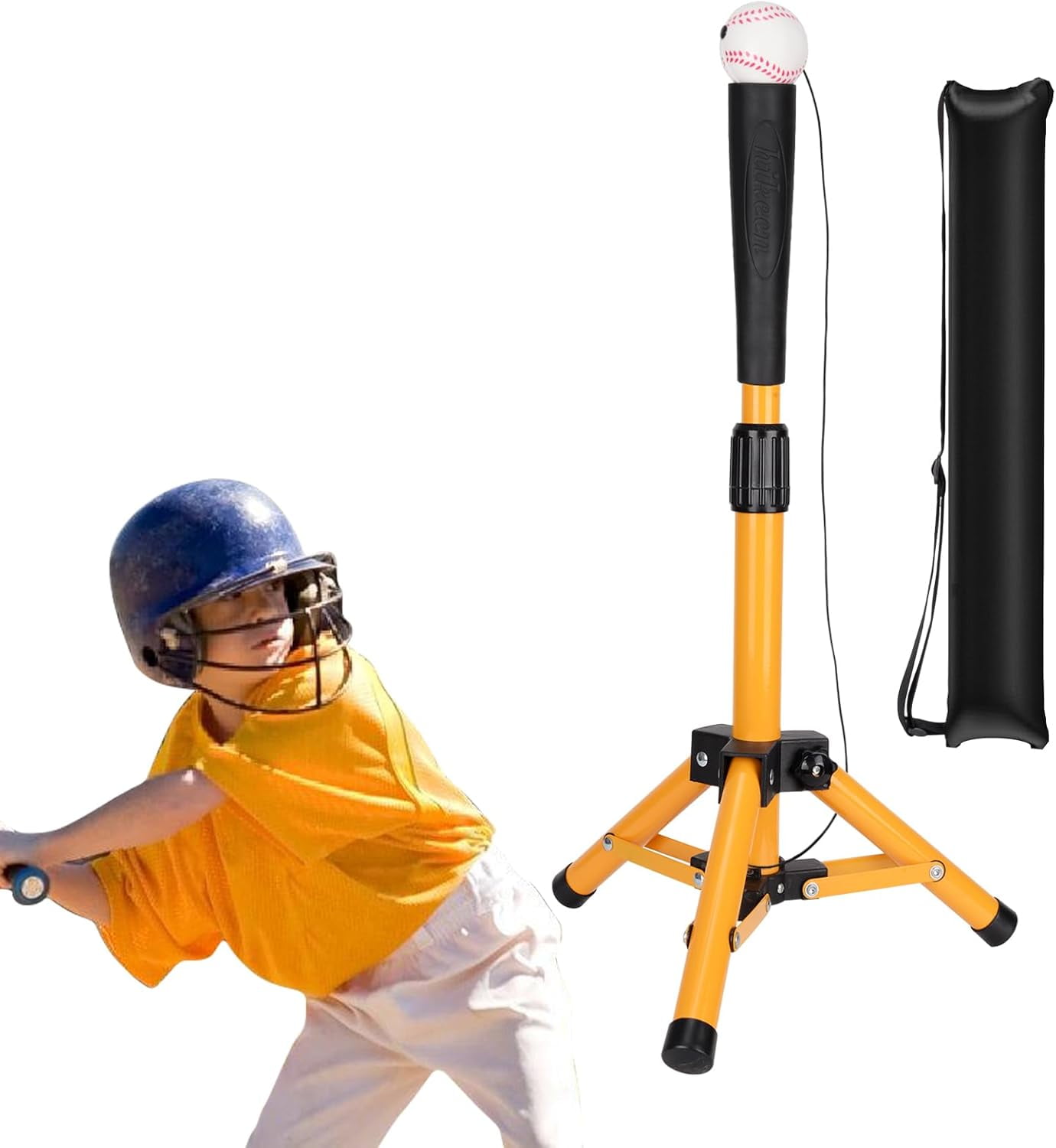 Adoreal Baseball Tee for Kids, Baseball Tee Baseball Batting Tee for Kids Softball & Baseball Practice Tee Easy Adjustable Height Portable Hitting Tee with Carry Bag(with ball)