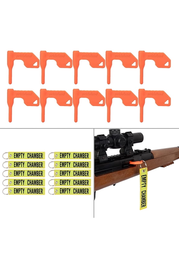 Chamber Safety Flag for Rifle Handgun Shotgun with Bright Yellow Cloth Flag - Universal Gun Accessories (10 Piece Set)