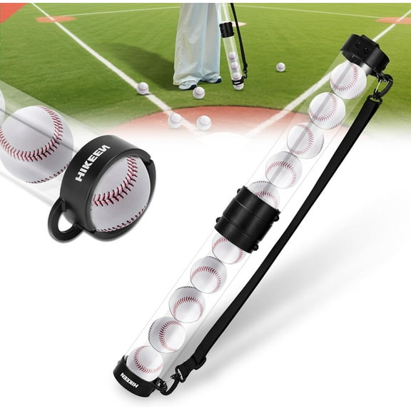 Adoreal Durable Baseball Picker Upper Holds 10 Baseballs,Quick Pickup & Storage Baseball Picker Tube with Shoulder Strap for Baseball Accessories -Balls Not Included