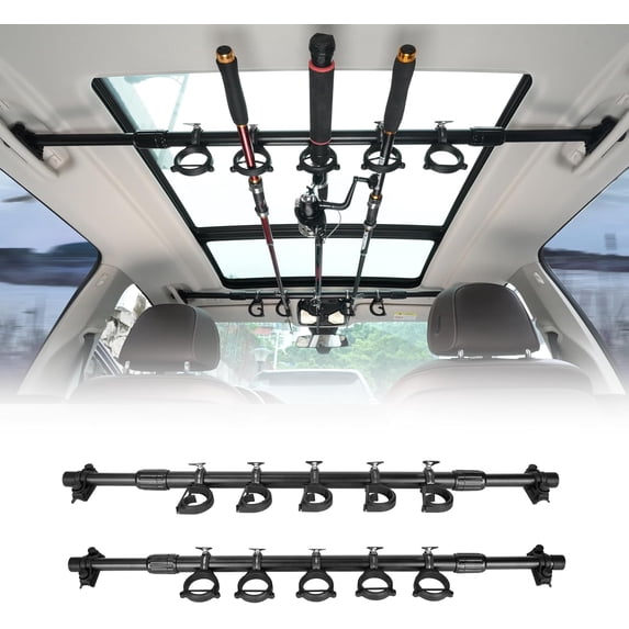 Adoreal Fishing Rod Holder for Car, Vehicle Fishing Pole Holder Roof Rack Inside,5 Rod Capacity, Heavy Duty Adjustable 29-48 Inch, Fishing Rod Carrier Pole Storage for SUV, Car