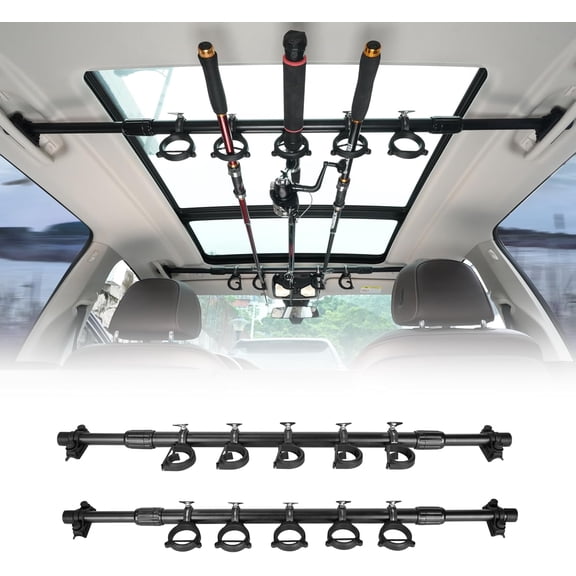 Adoreal Fishing Rod Holder for Car, Vehicle Fishing Pole Holder Roof Rack Inside,5 Rod Capacity, Heavy Duty Adjustable 29-48 Inch, Fishing Rod Carrier Pole Storage for SUV, Car