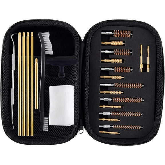 Adoreal Handgun Rifle Cleaning Kit .22, 30, 243, 280, 40, 45, 357/9mm/.38 Multi-Caliber Bore Brushes Brass Jags