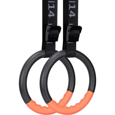 Adoreal Non-Slip Gymnastics Rings with 15 FT Adjustable Nylon Straps, Orange, 4.95 lbs