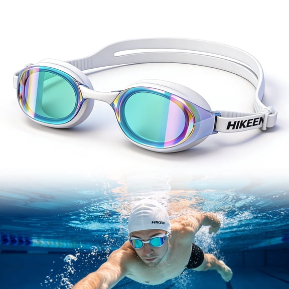 Adoreal Polarized Swim Goggles for Adults with Anti-Fog, 3D Seal & UV Protection for Men and Women(White)
