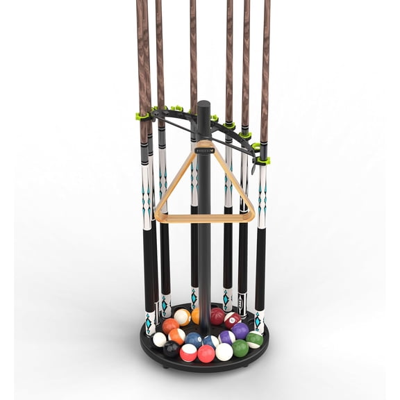 Adoreal Premium Billiard Cue Rack Holds 10 Sticks,Simple Installation and Storage Organizer Pool Stick Holder,Mental Pool Stick Holder Floor Stand for Game Room, Billiard Club
