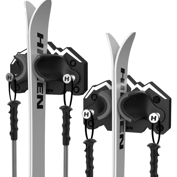 Adoreal Ski & Snowboard Wall Mount,Fits Any Ski or Snowboard, Ski Wall Rack Non-Slip Storage for Garage Organization,Space-Saving Winter Gear Organizer,2 Pack