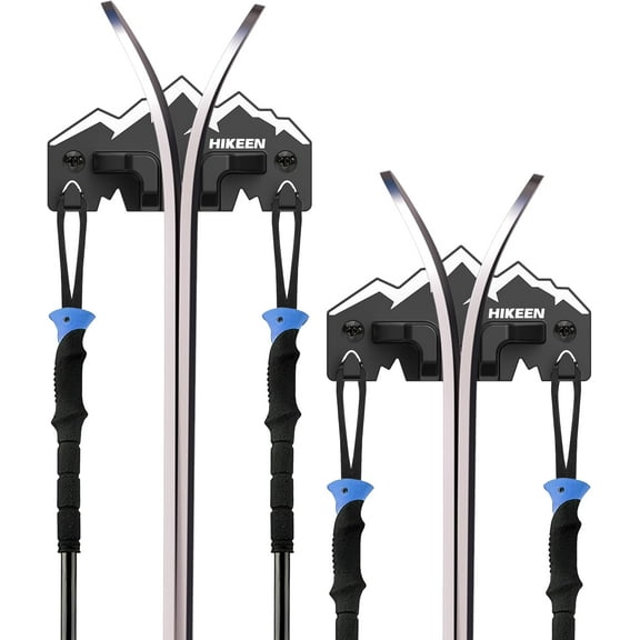 Adoreal Ski Wall Rack for Garage - Ski Wall Mount Storage Rack Fits Any Ski,Garage Organization & Space-Saving Winter Gear - Durable Ski Rack for Wall Display 2Pack