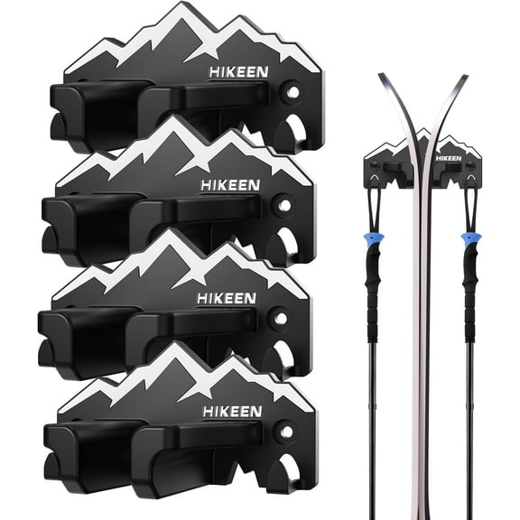Adoreal Ski Wall Rack for Garage-Ski Wall Mount Storage Rack Fits Any Ski,Garage Organization & Space-Saving Winter Gear - Durable Ski Rack for Wall Display 4Pack