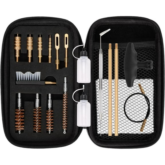 Adoreal Universal Gun Cleaning Kit, 16 Pieces, Bronze Brass, Compact Padded Case