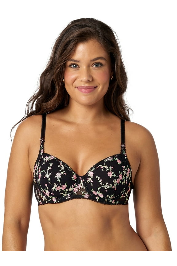 Floral Embroidery and Mesh Ruby T-Shirt Bra, Sizes 34B-40DD
