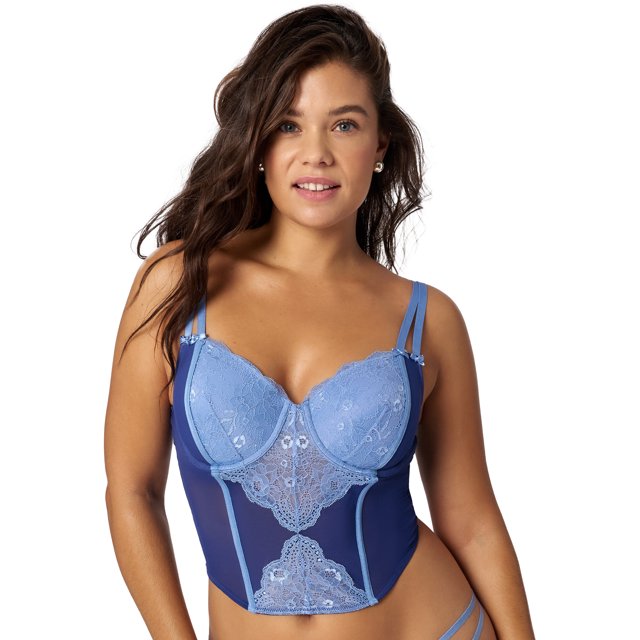 Escante 39753 Copper Lined Lace Bustier with Crisscross Front, Strap Back, and Adjustable Garters