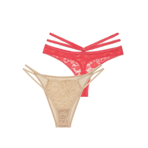 Adored by Adore Me Women’s Marley Strappy Thong and Elizabeth Brazilian Underwear, 2-Pack, Sizes S-XXXL