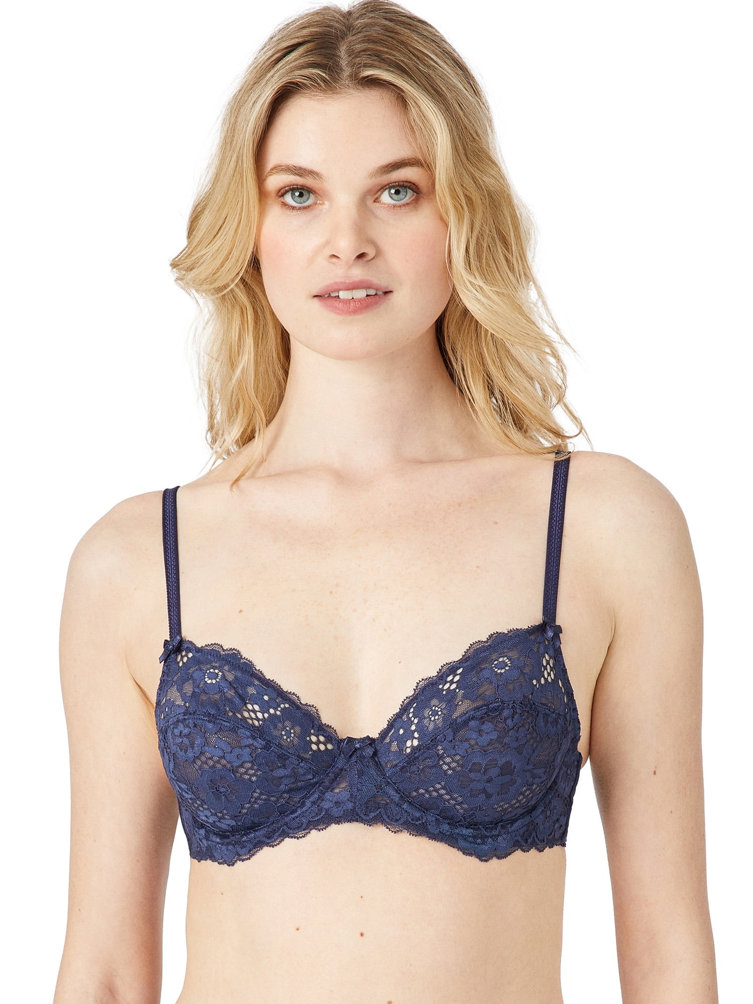Adored by Adore Me Women's Unlined Underwire Chelsey Blue Lace Bra Size 34C  NEW
