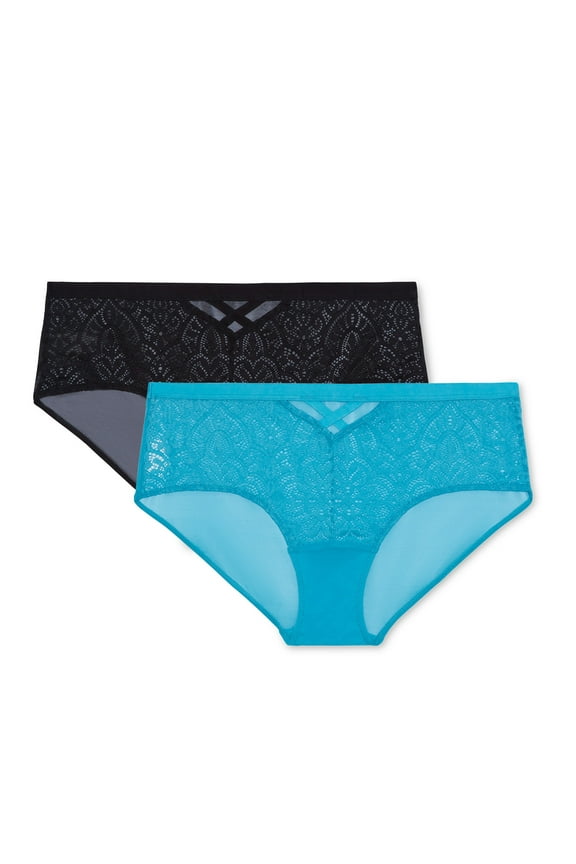 Women’s Dakota Lace and Mesh Hipster Underwear, 2-Pack, Sizes S-XXXL