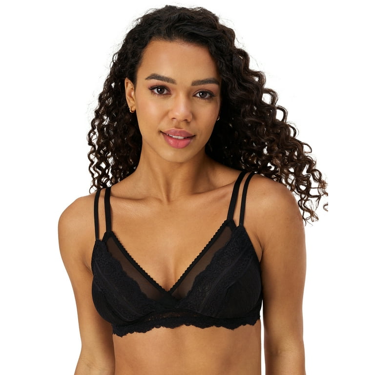 Adored by Adore Me Women's Mandy Wire-Free Unlined Lace/Mesh Triangle  Bralette, Sizes S-3X 