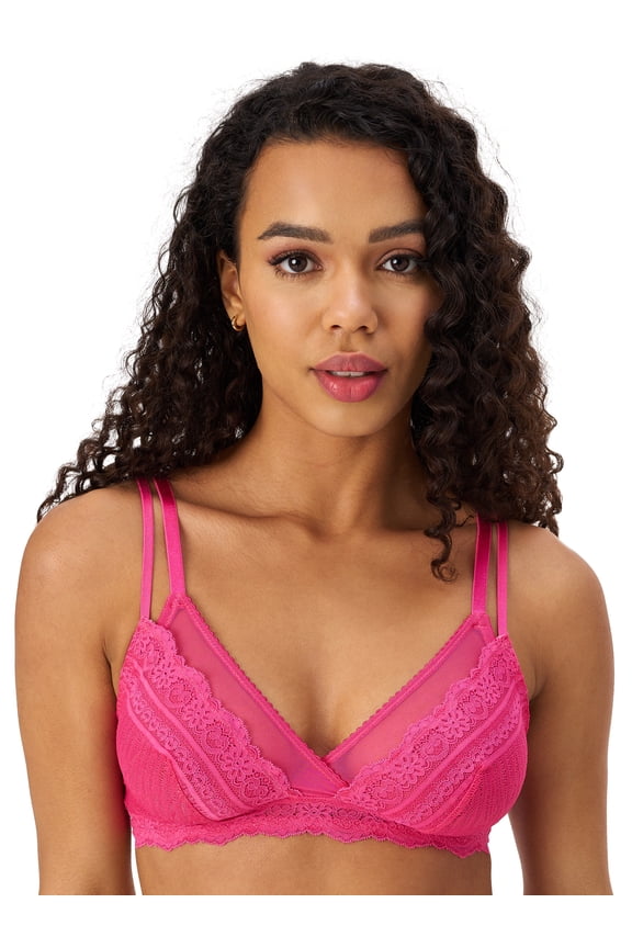 Women’s Mandy Wire-Free Unlined Lace/Mesh Triangle Bralette, Sizes S-3X