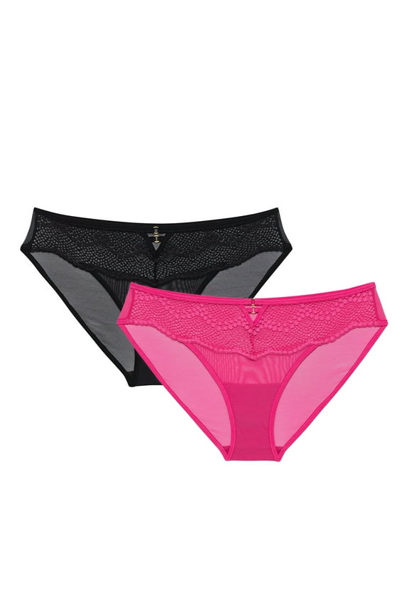 Women’s Morgan Lace and Mesh Bikini Underwear, 2-Pack, Sizes up to XXXL