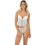 Women's Reina Push Up Corset and G-String Thong Set, Sizes S-3X