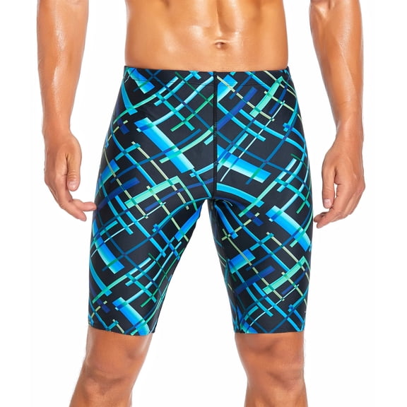 Adoretex Boy's/Men's Printed Cross Puzzle Swim Jammer (MJ017) - Green Combo - 28
