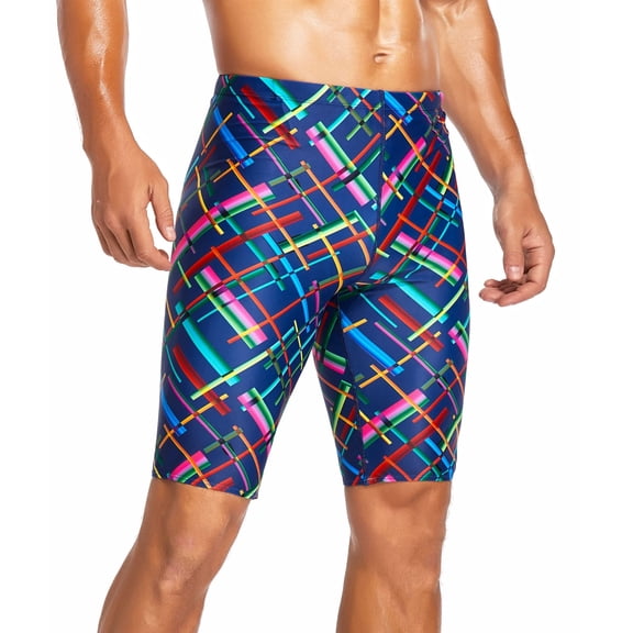 Adoretex Boy's/Men's Printed Cross Puzzle Swim Jammer Swimsuit (MJ017) - Navy Combo2-24