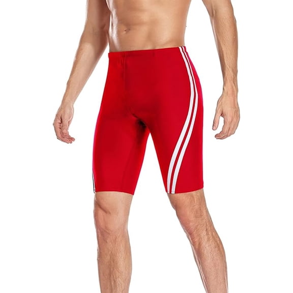 Adoretex Boy's/Men's Splice Athletic Swim Jammer Training Swimsuit (MJ004) - Red/White - 26