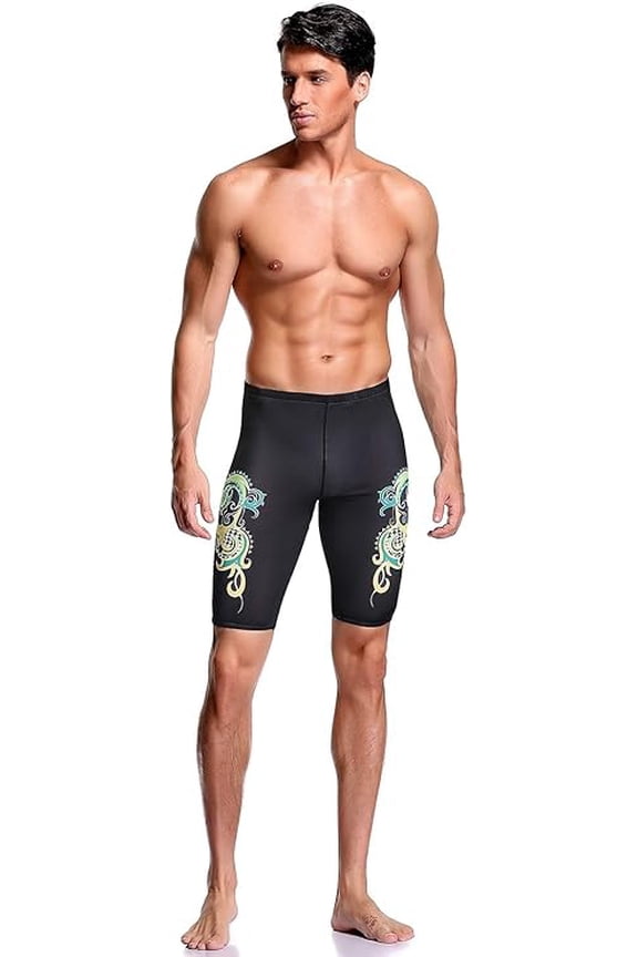 Boy's/Men's Tribal Wings Swim Jammer (MJ015) - Black/Green - 28