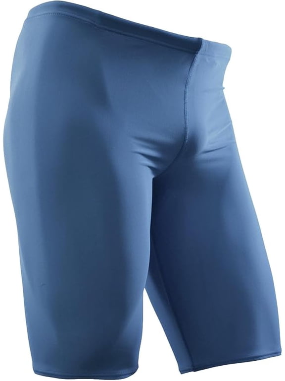 Boy's and Men's Pro Athletic Solid Swim Jammers, Competition Practice Training Swimsuit for Kids and Adults (MJ001) - Blue - 22