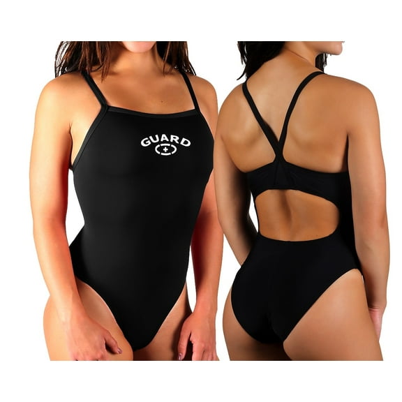 Adoretex Women's Guard One-Piece Swimsuit with Thin Straps – Specially Designed for Female Lifeguards (FGN02) - Black - 28