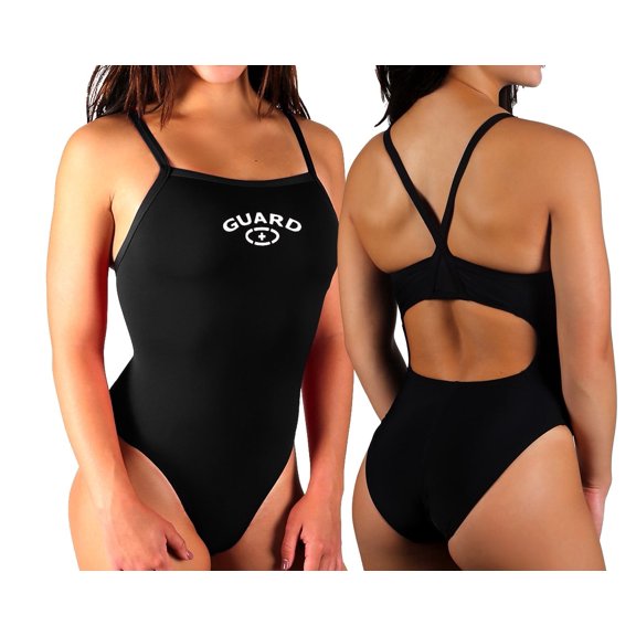 Adoretex Womens Guard One-Piece Swimsuit with Thin Straps, Specially Designed Swimsuit for Female Swimming Guard (FGN02) - Black - 32