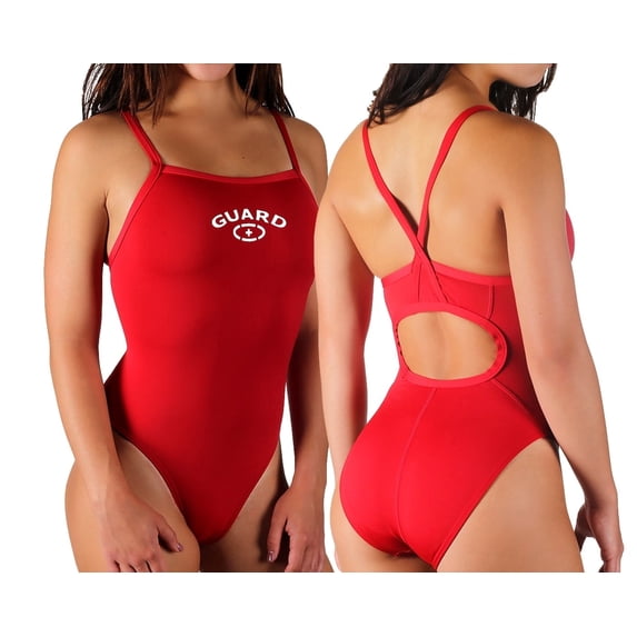 Adoretex Women's Guard One-Piece Swimsuit with Thin Straps – Specially Designed for Female Lifeguards (FGN02) - Red - 24