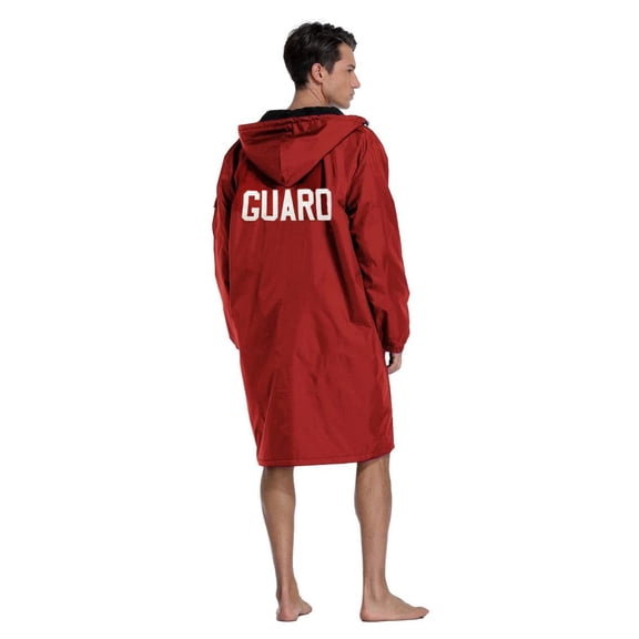 Adoretex Guard Unisex Swim Parka Water Resistant Warm Coat Water Sports Swim Parka (PK005) - Black Lining - Red - AS