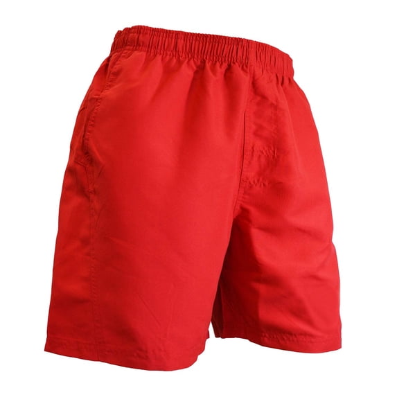 Adoretex Men's Solid Swim Board Shorts with Mesh Liner, Elastic Waistband Swim Trunks with Two Side Pockets for Adult - M0002 - Red - 4XL