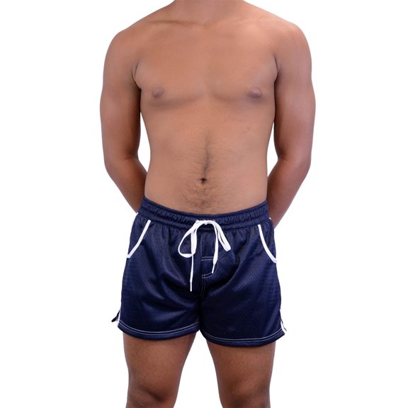 Adoretex Men's Mesh Swim Board Short, 3-inches Inseam Sports Shorts Swimsuit with Liner for Youth and Men (MT003) - Navy - Large