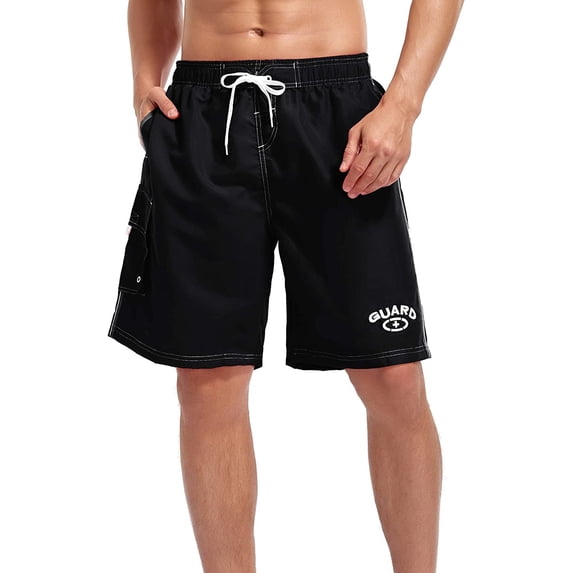 Adoretex Men's Guard Swimsuit Board Shorts Swim Trunks Mesh Liner (MG001) - Black - XXX - Large