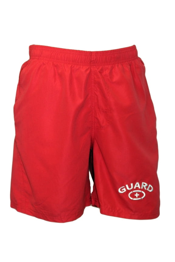 Men's Guard Board Shorts Swimsuit in Red, Size Small