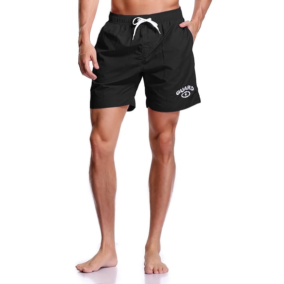 Adoretex Men's Guard Mesh Lining Pockets Swim Trunks Swimsuit (MG012) - Black - S