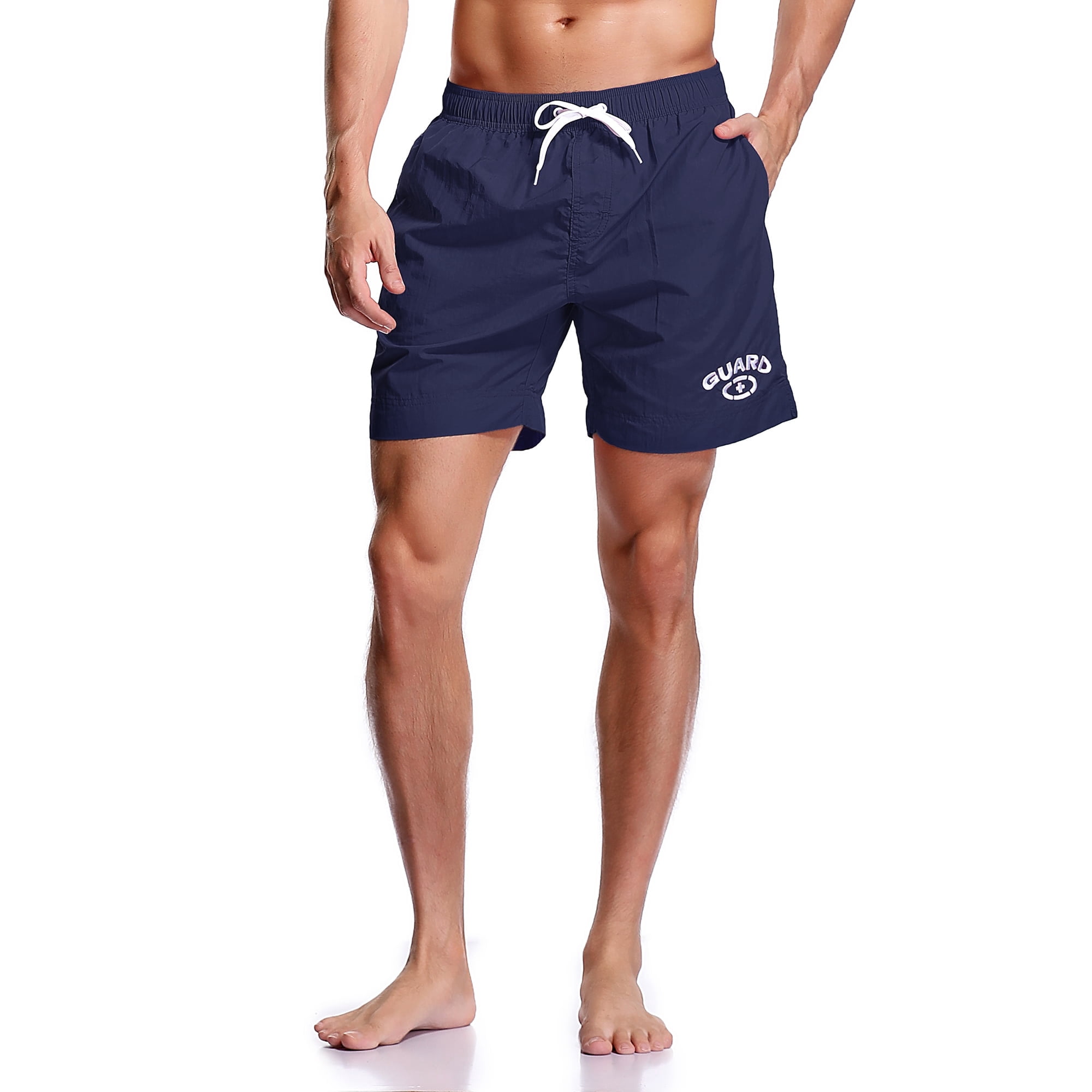 Adoretex Men's Guard Mesh Lining Pockets Swim Trunks Swimsuit (MG012) - Navy - M