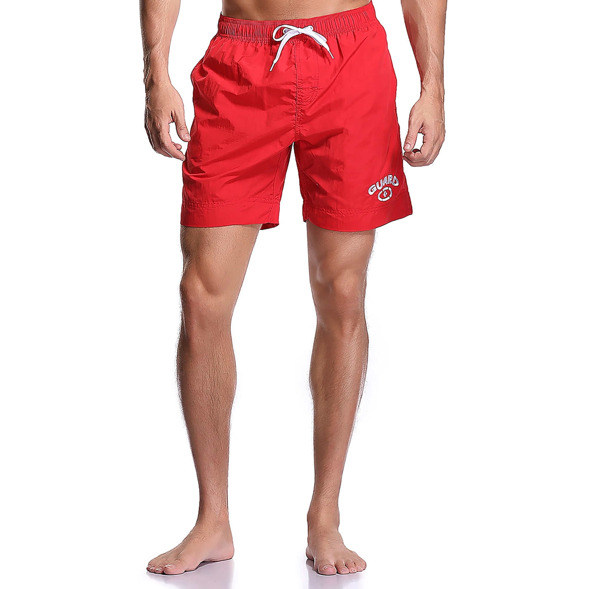 Adoretex Men's Guard Mesh Lining Pockets Swim Trunks Swimsuit (MG012) - Red - XXXL