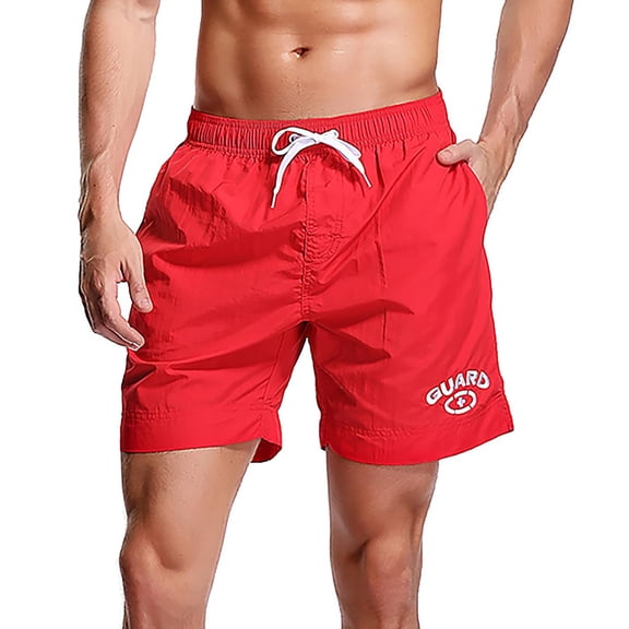 Adoretex Men's Guard Nylon Quick-Dry Swim Trunks, 7-inch Inseam Swim Board Shorts with Mesh Lining and 3 Pockets (MG012) - Red - XXXXXL