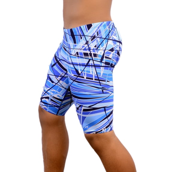 Adoretex Men's Pro Athletic Training Swim Jammers, Printed Durable and Long-Lasting Swimsuit for Boys and Men-MJ012-Blue-34