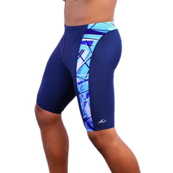 Adoretex Men's Pro Athletic Training Swim Jammers, Printed Durable and Long-Lasting Swimsuit for Boys and Men-MJ013-Navy/Teal-34