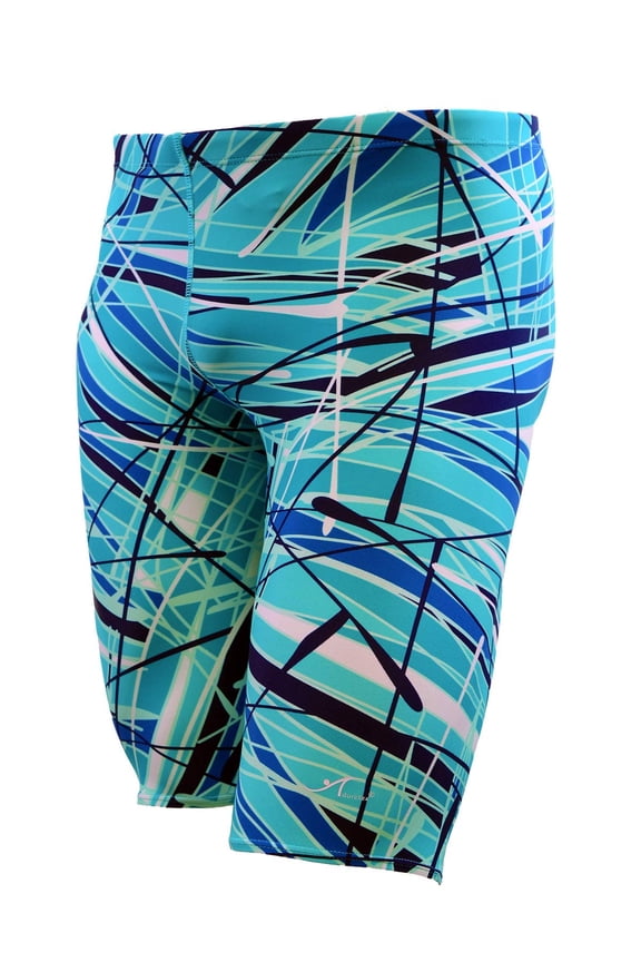Men's Pro Athletic Training Swim Jammers, Printed Durable and Long-Lasting Swimsuit for Boys and Men-MJ012-Teal-22