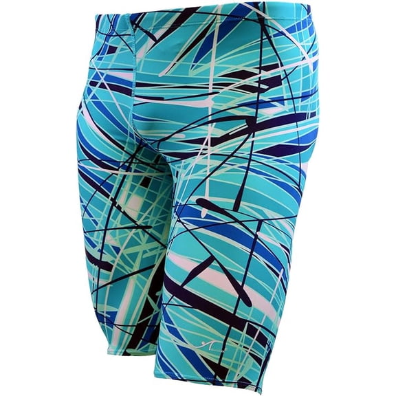 Adoretex Men's Pro Athletic Training Swim Jammers, Printed Durable and Long-Lasting Swimsuit for Boys and Men-MJ012-Teal-34